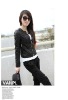 2012 new fashional pu leather women black jacket