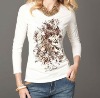 Ladies` fashionable printed Long sleeve T shirt